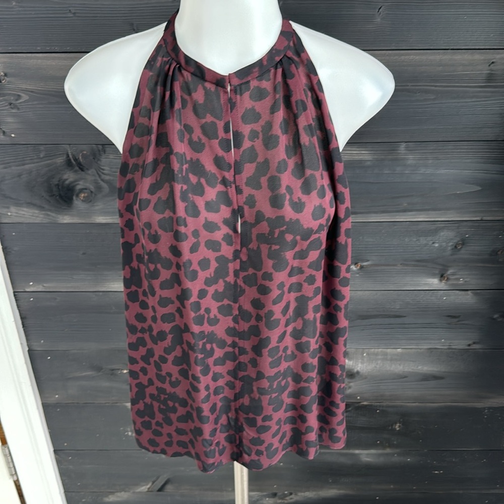 A.L.C. Burgundy Leopard Print Sleeveless Silk Blouse Tank Top Size‎ XS